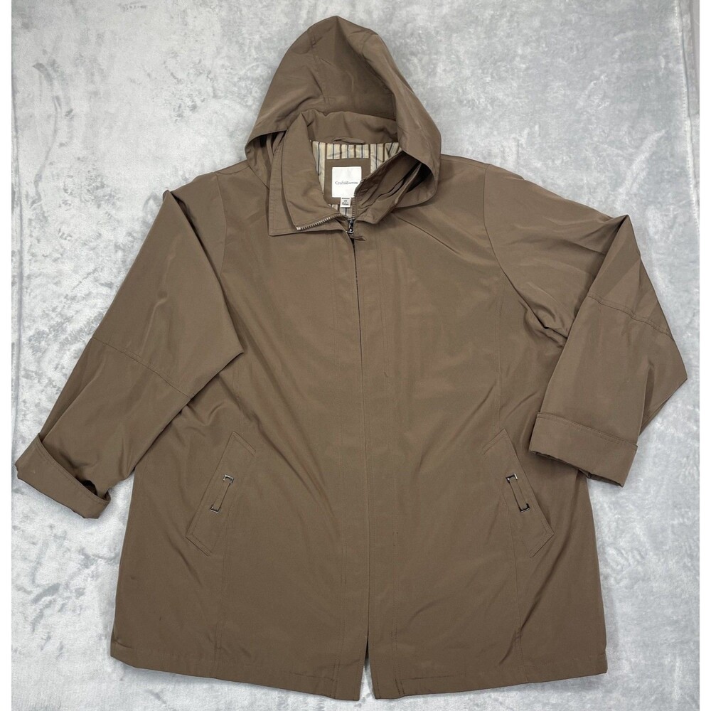 Croft & Barrow Women 2X 3/4 Length Lined Jacket, Detachable Hood